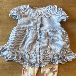 Children's Blue Stripe Ruffle Tunic Top - Brand: